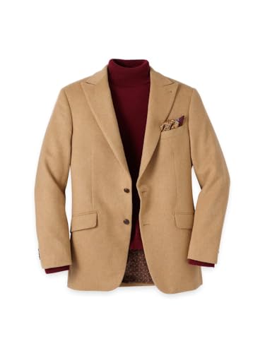 Paul Fredrick Men's Camelhair Single Breasted Peak Lapel Sport Coat Camel 48 Long