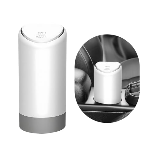 Image of Mni Car Trash Can with Lid, Portable Silicone Auto Garbage Container for Cup Holder, Multipurpose Trash Bin for Car Home Office, Waterproof Leakproof Small Vehicle Trash Can (White)