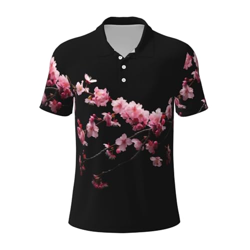 Polo fleurs de cerisier homme en maille respirante casual