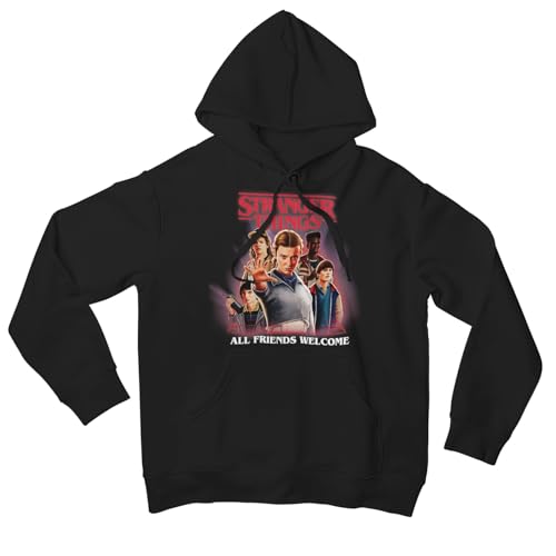 Sweat à capuche Stranger Things noir taille L idéal pour une soirée de marathon devant Netflix