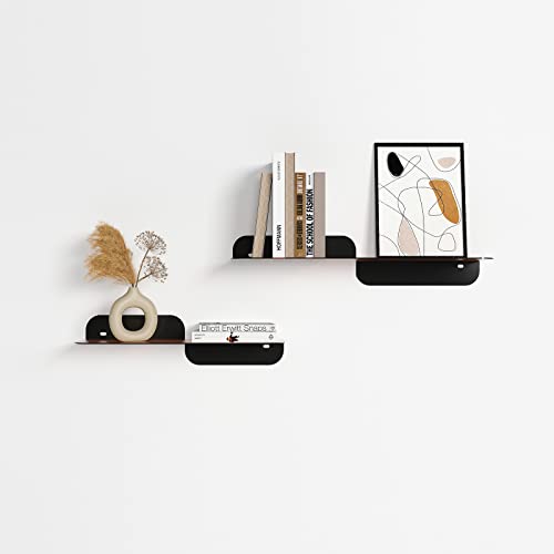 MEISD Wandregal Schweberegal, 2er Set Schwarz Wandregal Metall Display Regal für Wohnzimmer, Badezimmer, Schlafzimmer, Küche, Büro Cover