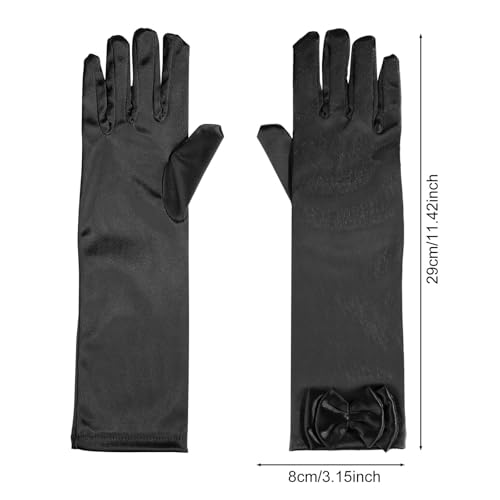 Girls Princess Long Gloves, Bow Ties Silk Satin Gloves For Girls Dress Women Birthday Halloween Party Costume2