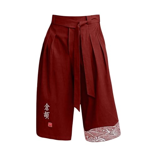 Boys Shorts Children 's Japanese Kimono Traditional Capri Pants Summer Linen Shorts Casual Wide Leg Cropped Lounge Pants4