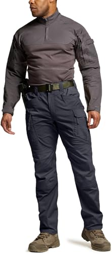 Image of CQR Men's Flex Stretch Tactical Pants, Water Resistant Ripstop Cargo Pants, Lightweight EDC Outdoor Work Hiking Pants