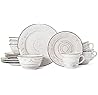 Pfaltzgraff Trellis White 16-Piece Stoneware Dinnerware Set, Service for 4, Distressed White Finish, Microwave & Dishwasher Safe Plates and Bowls
