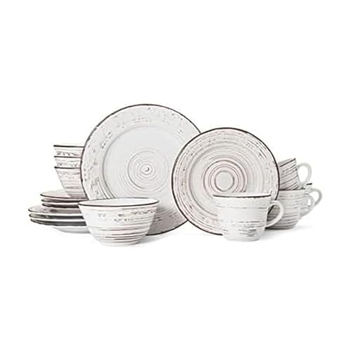 Pfaltzgraff Trellis White 16-Piece Stoneware Dinnerware Set, Service for 4,...