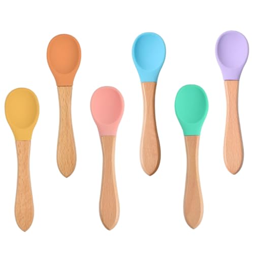 Kisangel 6 piezas Cucharas de para Bebés y Flexibles para Destete Colores y Mango Cómodo Resistentes y Frío Utensilios de Alimentación Infantil