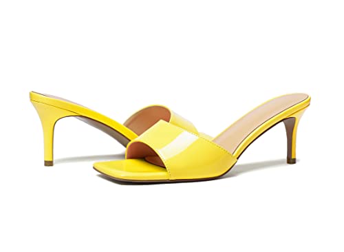 Mettesally Women’s Kitten Mid Heel Mules Square Open Toe Heeled Slippers Slip-on Backless Sandals Comfort Party Slides Shoes4