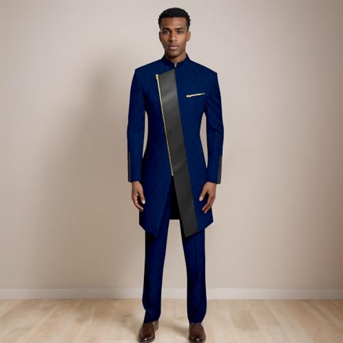 Men`s Suits Full Sleeve PU Zipper Jacket and Pants 2 Pieces Set Formal Wear Tribal Suit African Clothes2