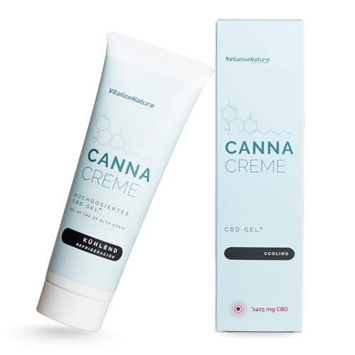 VitalizeNature \"Canna Creme\" – CBD Gel 1425 mg – Hochdosiertes Kühlgel mit Minze & Menthol – Muskel- & Gelenkpflege, Unterstützt Regeneration & Erholung VitalizeNature \"Canna Creme\" – CBD Gel 1425 mg – Hochdosiertes Kühlgel mit Minze & Menthol – Muskel- & Gelenkpflege, Unterstützt Regeneration & Erholung