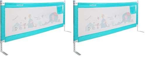 Image of LuvLap Comfy Baby Bed Rail Guard (180cmx72cm), Bed Rails for Baby & Toddler Safety, Portable, Adjustable Height, Single Side Bed Rail, Pack of 2, Blue