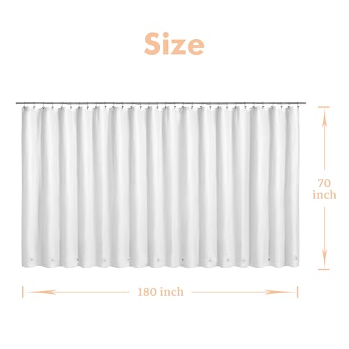 Image of Mrs Awesome White Clawfoot Tub Shower Curtain or Liner with 12 Magnets - Free 36 Hooks Included, Waterproof PEVA, 180 inch x 70 inch, White