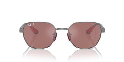 Ray-Ban RB3794M Scuderia Ferrari Collection Chromance Square Sunglasses, Gunmetal/Purple Mirrored Silver Polarized, 54 mm