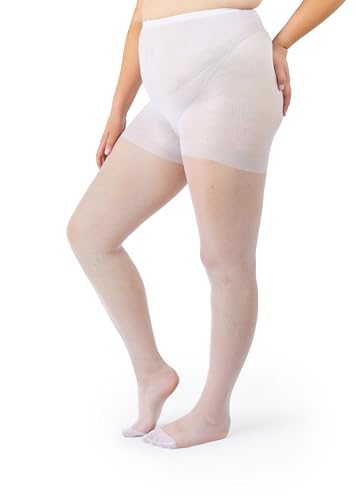 Image of Silky Toes Plus Size 20D Sheer Pantyhose for Women | 1-4 Pairs Durable Queen Tights with Reinforced Toe, High-Waist Stockings