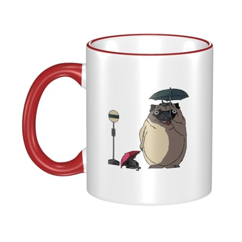 マグカップ コーヒーカップ おもしろ パグ 犬 アニメ 耐熱カップ カップルカップ ペン立て 両面プリント 箱付き 直飲み 陶器 おしゃれ 大容量 330ml 誕生日 プレゼント