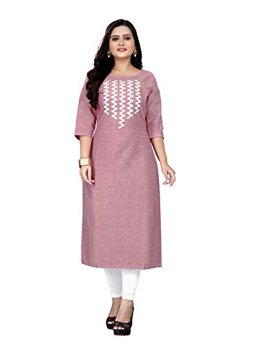 Women's Casual Embroidered Cotton Plus Size Kurti