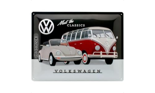 Nostalgic-Art Plaque vintage Volkswagen - VW - The Classics - Idée de cadeau pour le bus VW & Coccinelle, en métal, Déco design retro, 30 x 40 cm 23255