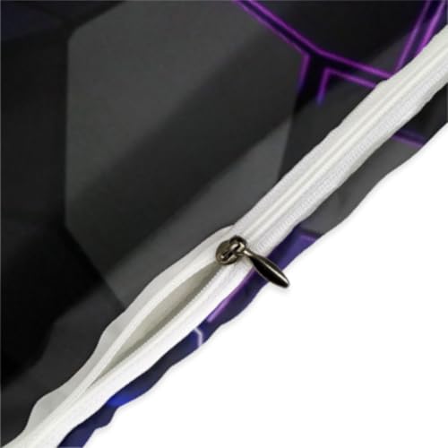 Housse de couette gamer 3D bleu violet 220x240 en microfibre douce - 3