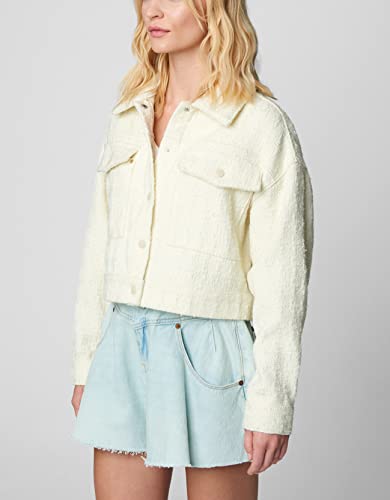 [BLANKNYC] Womens Luxury Clothing Tweed Cropped Jacket With Snap Front Closure, Comfortable & Stylish Coat2