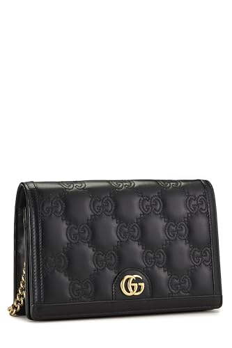 Pre-Loved Black Leather GG Marmont Wallet On Chain (WOC), Black2