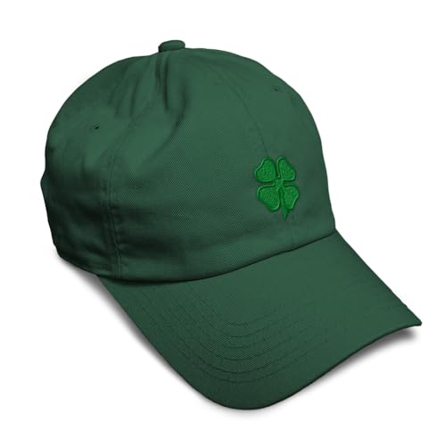 Soft Baseball Cap 4 Leaf Clover Embroidery St Patrick's Day Shamrock Twill Cotton Celtic Clover Dad Hats for Men & Women Forest Green Design Only