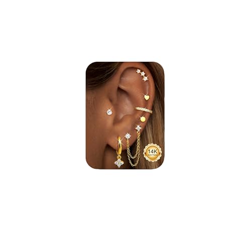 CASSIECA Pendientes Mujer Acero Quirúrgico Dorados Hipoalergénicos Oreja Helix Tragus Multiples Piercings Piercing