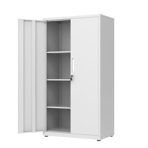 LAND·VO 4層ロック付きファイリングキャビネット、マットホワイト 66LGSC14W01