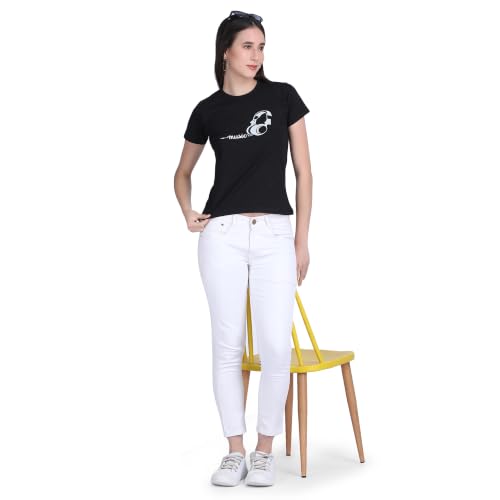 Image of Women's Slim Fit Graphic Printed T-Shirt | Soft 100% Cotton Fabric | Round Neck Half Sleeve Casual Top, Travel & College Pack of 2 Set