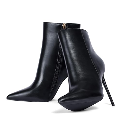 Elisabet Tang Women Heeled Ankle Booties,Sexy Pointed Toe 4 inch Stiletto High Heel Fashion Ankle & Booties with Side Zipper High Heel Boots Dress Evening Party Boots Shoes4