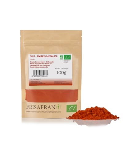 FRISAFRAN | Pimienta Cayena en polvo 100g | Pimienta cayena molida | Ecológica | sin aditivos | Estimula el tracto digestivo | cayena picante | Cayena molida | Origen ★ ESPAÑA