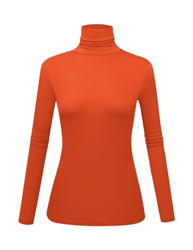 Image of Women's Long Sleeve Turtleneck Shirts Slim Fitted Lightweight Base Layer Casual Tops