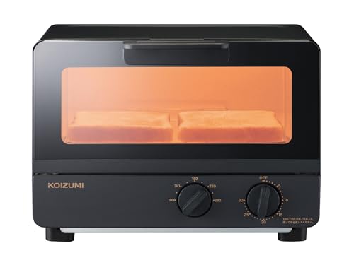 【Amazon.co.jp限定】コイズミ オーブントースター 2枚焼き タイマー30分 温度調節 100~260℃ トレー付き 1000W ブラック KOS-1037/K