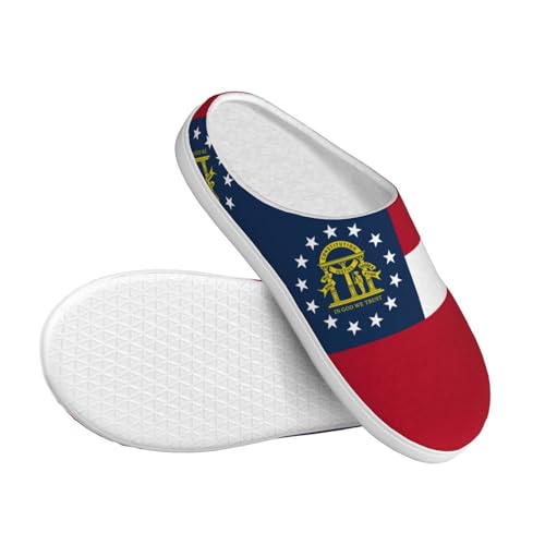 Cozy Georgia Flag print Slippers Indoor and Outdoor Fuzzy House Shoes Anti-Skid Sole Gifts for Women Indoor Scuff3