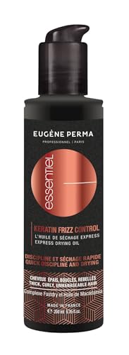 Eugène Perma Professionnel - Huile Keratin Frizz Control ESSENTIEL - Accélère le séchage des cheveux bouclés et contrôle les ondulations - Cheveux épais,...