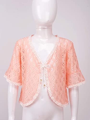 Aislor Kid Girls Ruffle Middle Sleeve Hollow Floral Lace Bolero Cardigan Shrug Wedding Party Flower Girl Dress Cover up3
