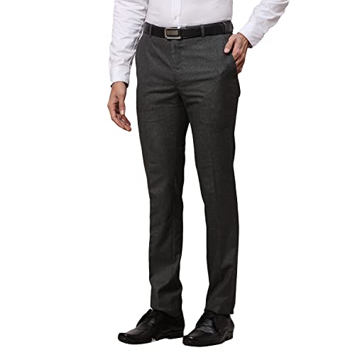 Image of Raymond Men's Polyviscose Blend Structure Pattern Slim Fit Flat Front Formal Trouser