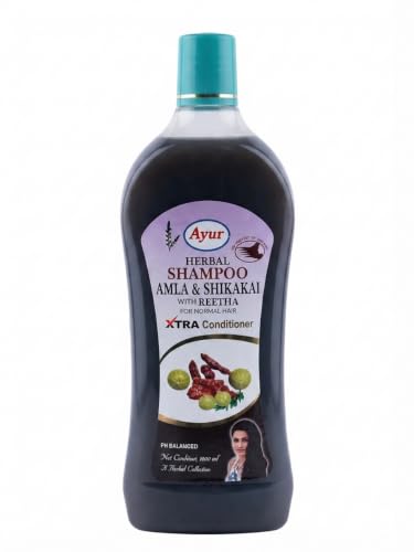 Image of Ayur Herbal Amla Shikakai with Reetha Shampoo | Paraben-Free | Gentle Cleanser for All Hair Types (1000 ML)