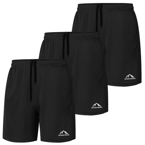 Short de sport homme court avec poches lot de 3 shorts jogging training