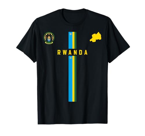 Drapeau du Rwanda, silhouette carte du Rwanda, armoiries T-Shirt