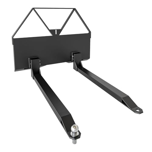 Heavy Duty Pallet Forks 2600 lbs Capacity 46 Quick Attach Skid Steer Forks with Trailer Hitch Ball for Tractor Loader Q235 Steel Fork Frame for Lifting Moving Towing for Farm Warehouse