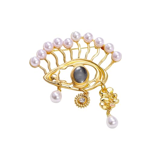 Image of MLEPUS Lucky Charm Evil Eye Brooch pins for women Fashion Abstract Unique Pearl Eye Brooch Pins Pins Crystal Rhinestones Vintage Lapel Pins Christmas Graduation Jewelry Gifts for Women Girls