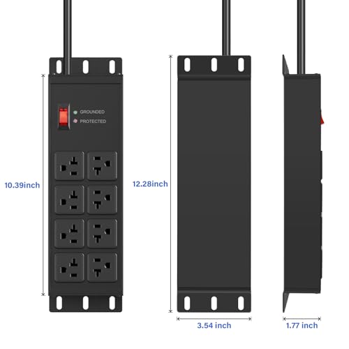 Image of CCCEI 12 Gauge Heavy Duty Power Strip, 8 Ports, Black, 25FT.