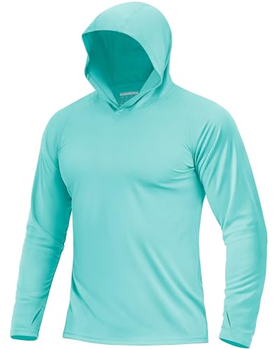 Boladeci Men’s UPF 50+ Sun Protection UV Shirt Hoodie Quick Dry Long Sleeve Plain Rash Guard Fishing Swim T-Shirts