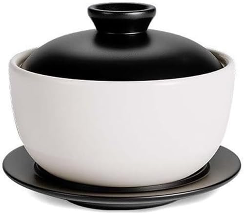 蒸し碗 茶碗蒸し 蓋付きカップ 和食器 白 陶器 保存容器 漬物 梅干し スープカップ デザート ホワイト 食器セッ フタ付き 蓋付き 蓋物 業務用 ホテル レストラン 旅館 飲食店 おしゃれ 電子レンジ対応 (01,400ML)