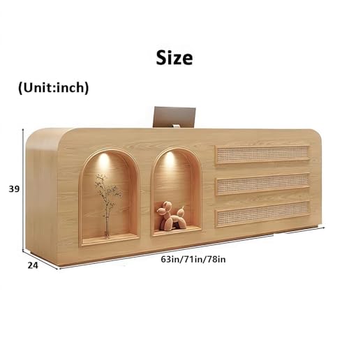 Modern Reception Desk with Storage Cabinet, Lockable Drawer, Double Tabletop – E1 Grade MDF Front Desk for Office, Salon, Retail & Reception Areas(White,L63 xW24 xH39)