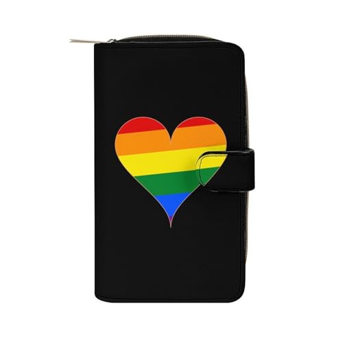 Gay Proud Rainbow Heart Long Wallet for Women Men Purses Coin Pouch Credit Card Holder Organizer