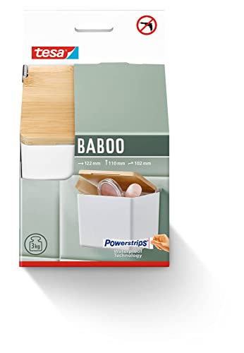 tesa Baboo S Bathroom Organiser with lid, matt-white, Square storage box - Image 2