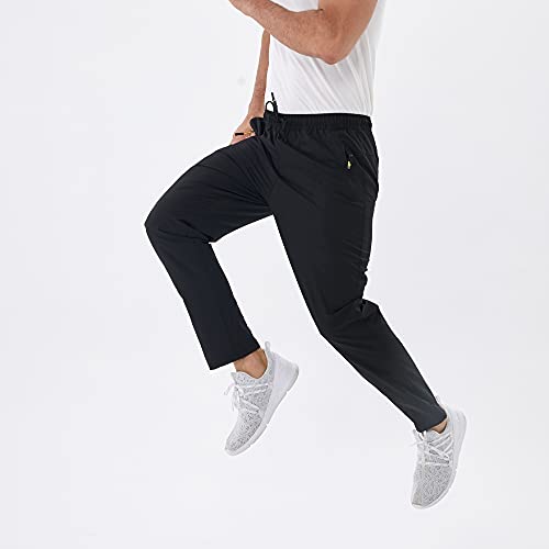 Rapoo Men's Workout Athletic Hiking Sweatpants Joggers Pants Elastic Waist Jogging Running Pants For Men With Zipper Pockets 05 Black 3Xl #TOP3