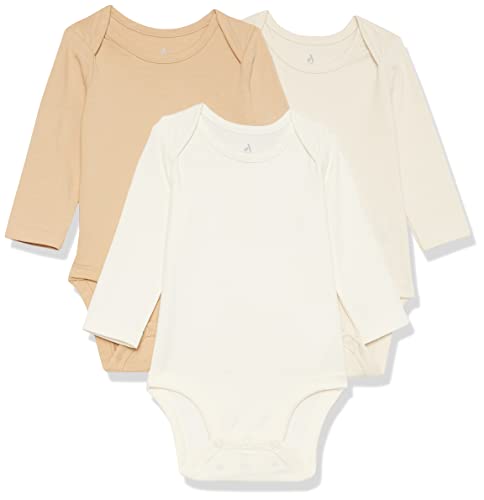 Image of Amazon Essentials Unisex Babies' Cotton Stretch Jersey Long Sleeve Bodysuit (Previously Amazon Aware), Pack of 3