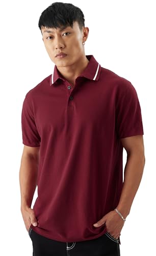 Image of LEOTUDE Men's Honeycomb Nylon Regular Fit Plain Polo T-Shirt